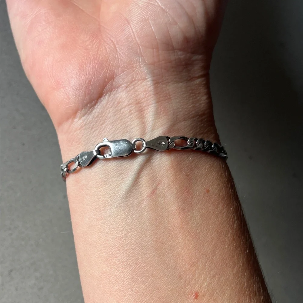 925 Italy Sterling Silver ID chain bracelet engrave engraveable jewelry 8” gift